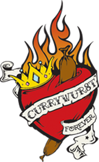 Brennendes Herz mit Currywurst